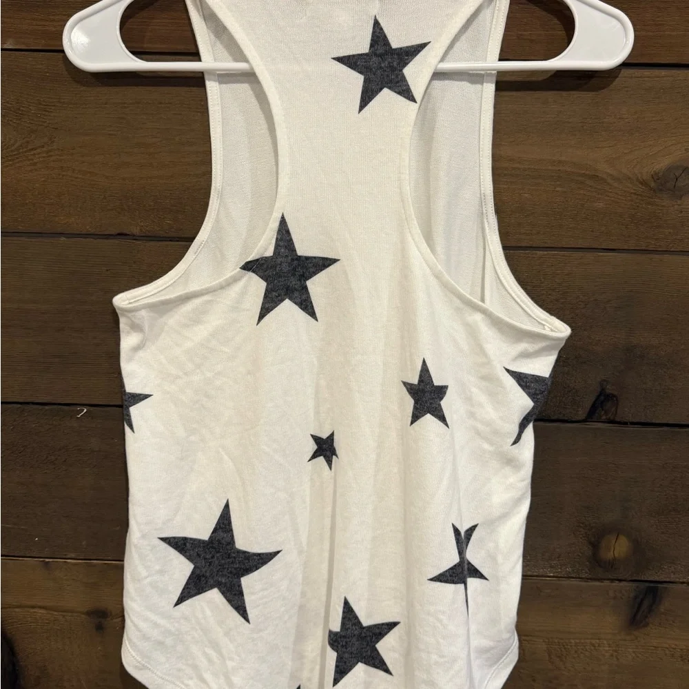 White Pajama Tank Top with Black Star Pattern - Picture 2 of 3